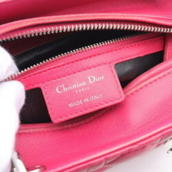 Dior Lady Cannage Leather Handbag Pink Purple Black - Picture 4 of 8